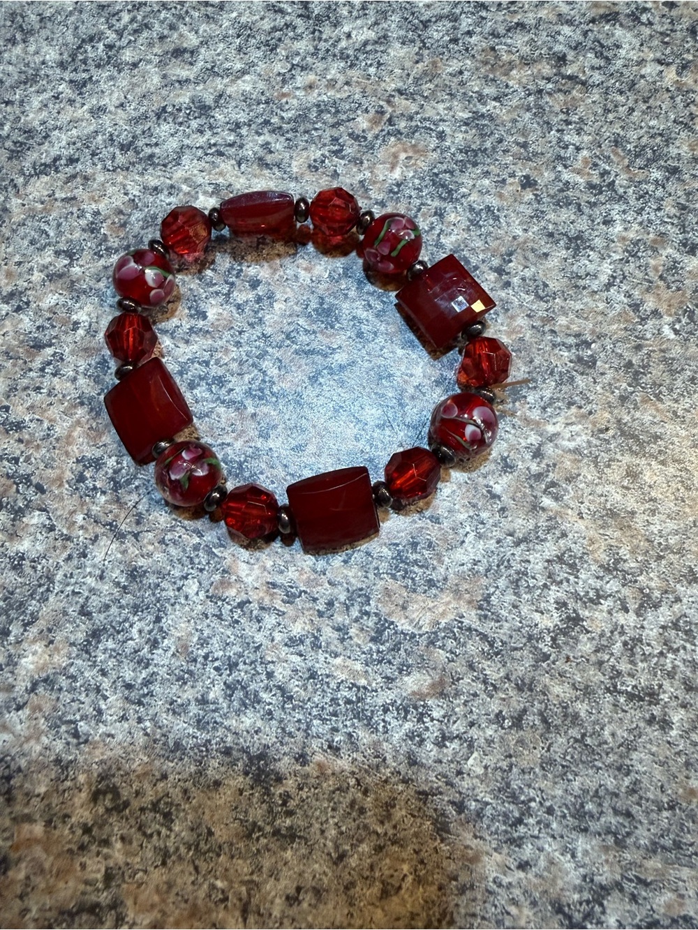 Deep Red Beaded Stretch Bracelet - Women Jewelry